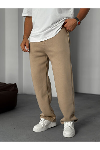 BYBASICMAN Μπεζ φόρμα παντελόνι επένδυση fleece YP-4004