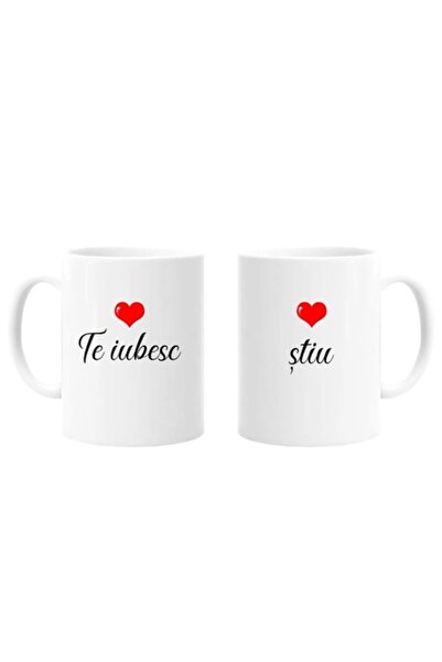 OEM Set 2 căni personalizate pentru iubit/ă cu mesajul „Te iubesc, știu”, 330...