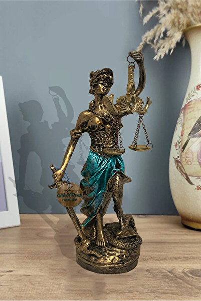 Genel Markalar Dekoratif Obje Heykel Biblo Adalet Terazisi Heykeli Themis 20 Cm Antik Gold