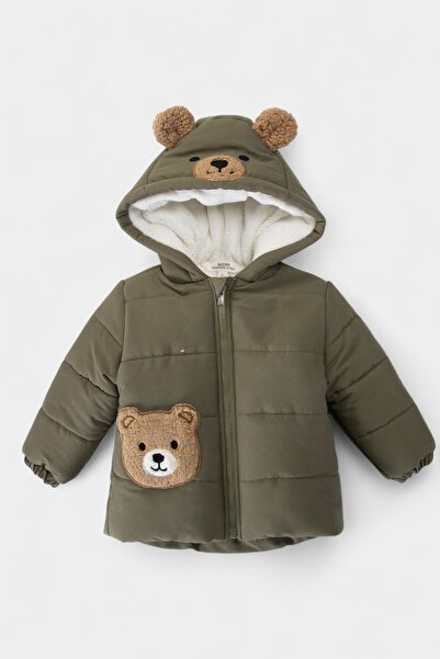 Midimod 2-7 Years Old Thick Fleece-Lined Winter Boy's Coat with Teddy Bear