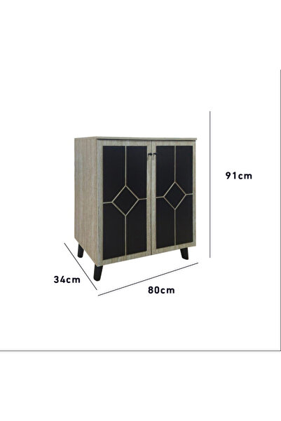 BAITY 2 Malaysian Wooden Shoe Cabinet - Beige and Brown