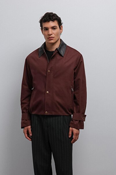 Antioch Burgundy Contrast Collar Technical Men's Coat