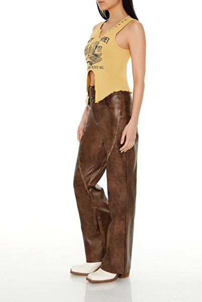 Forever 21 Suni Deri Bulut Yıkama Pantolon
