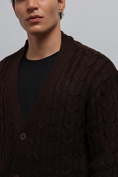 Antioch Brown Hair Braided Textured Men's Cardigan