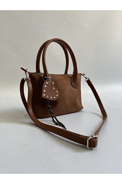 Mia Collection Bella Süet Model El Ve Kadın Omuz Çantası Taba ( Charm Dahildir )