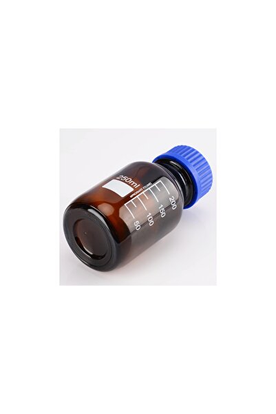 PROTECT Amber Reagent Media Bottle,Graduated Round Storage BottleGL45 Blue Screw Cap, 250 ml pack of 5