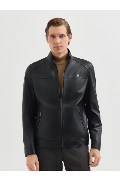 Karaca Erkek Deri Mont-Siyah