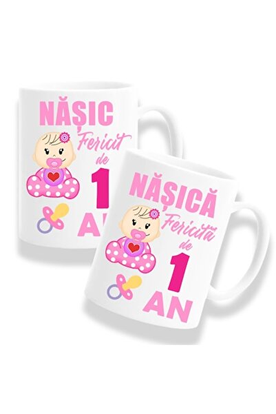 OEM Set 2 căni personalizate pentru nași cu mesajul: „La mulți ani pentru naș...