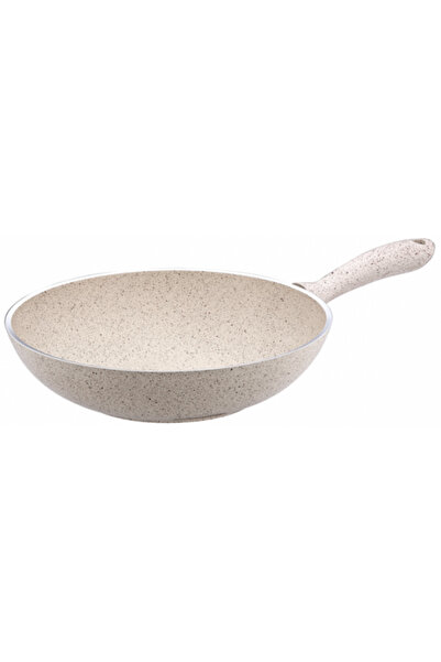 Hascevher Wok pan 28cm GRANITE-CREAM