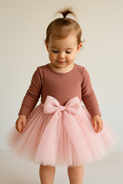 NSMLİFE تنورة توتو منفوشة مبطنة للأطفال البنات مع مشبك أمامي وخصر مطاطي