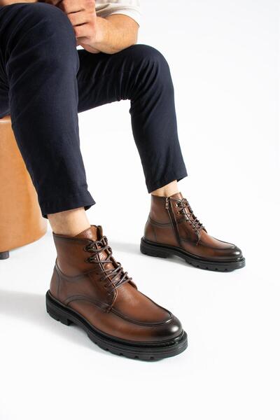 MEEGORA Erkek Kahverengi Hakiki Deri Bot