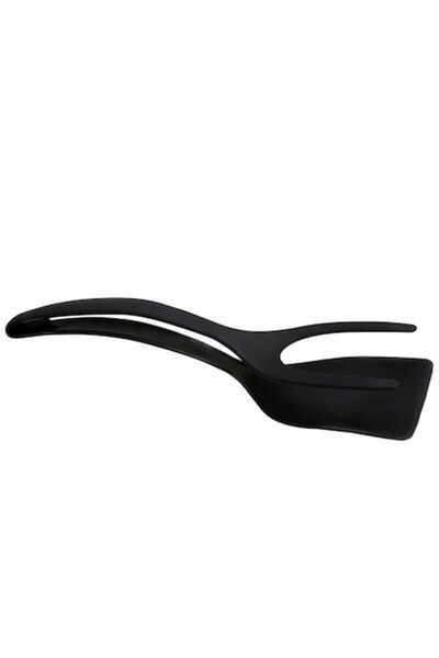 QttvbTna Spatula 2 in 1 pentru oua si clatit, QttvbTna, nylon, negru, 29.5x8.5cm