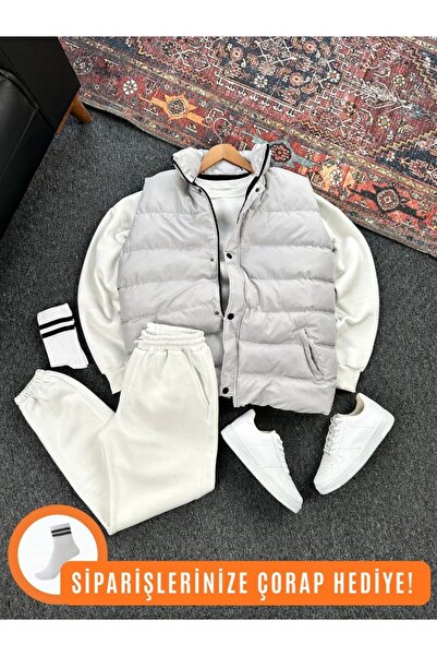 tetramoda Наповнений надувний жилет і три нитки компактний велосипедний комір з бавовняною підкладкою Oversize спортивний костюм, набір з 3 предметів