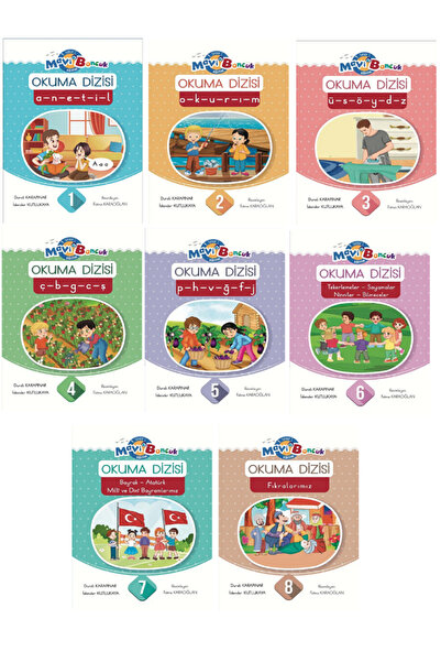 Mavi Boncuk 1.Sınıf ANETİL Okuma Dizisi - A-N-E-T-İ-L / 8 KİTAP SET