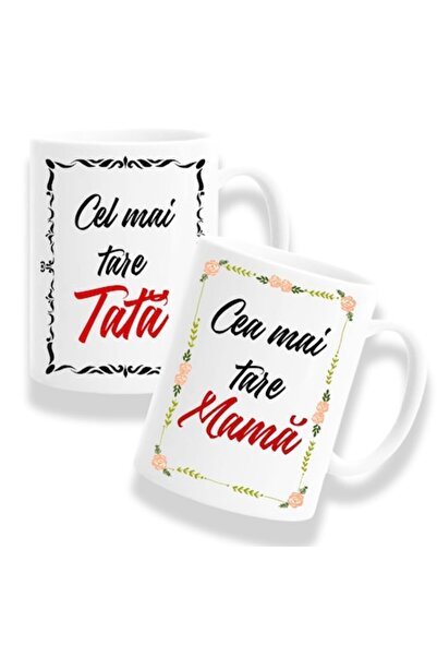 OEM Set 2 cesti personalizate pentru parinti cu mesaj: 'Cel mai tare tata, Ce...