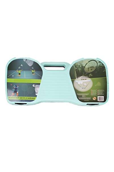 KESNUP Set de badminton cu 2 palete, 2 volane, fileu, 2 suporturi, Albastru / Alb / Negru