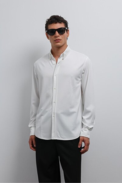 Antioch White Button-Down Collar Relax Fit Men's Shirt