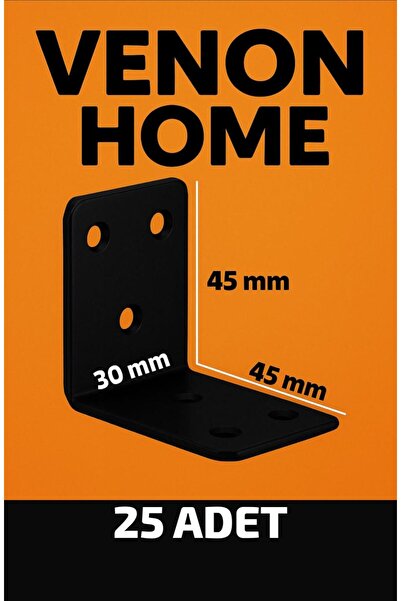 VENON SİYAH Mobilya Eşya Dolap Deprem Sabitleyici Köşebent Bağlantı Aparatı L Demiri Gönye 35x35x30 Mm