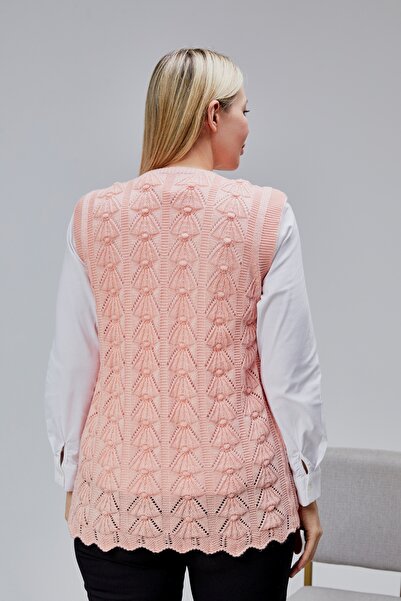 Jinx Wear Fashion Women's Soft Houndstooth Pattern Thick Winter Special Knitted Pocketed Sweater Mother's Vest