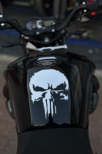 Banxtre ملصق بنمط بانيشر باللون الأبيض للدراجات النارية (20 سم)