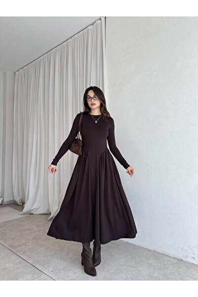 Mooi Butik MONA Elbise 8377 - Acı Kahve