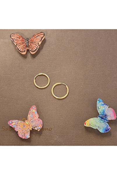 saratremo Cercei rotunzi „Esență de aur” 1,5 cm, placați cu aur de 18K