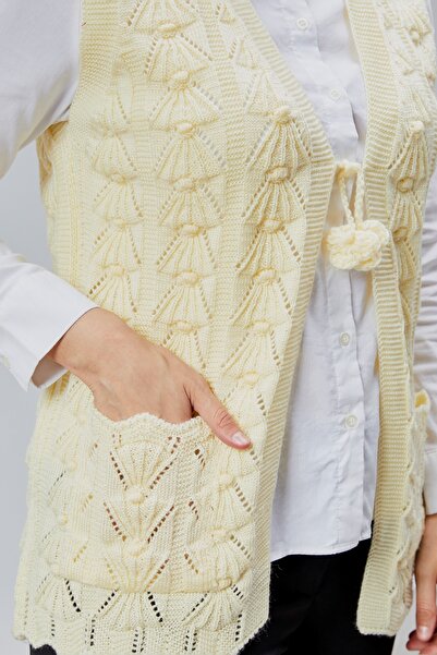 Jinx Wear Fashion Women's Soft Houndstooth Pattern Thick Winter Special Knitted Pocketed Sweater Mother's Vest