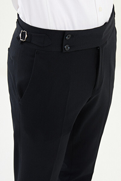 Mcr Straight Super Slim Fit Belt Detailed Buckle Men's Trousers Navy Blue - 38339.25K