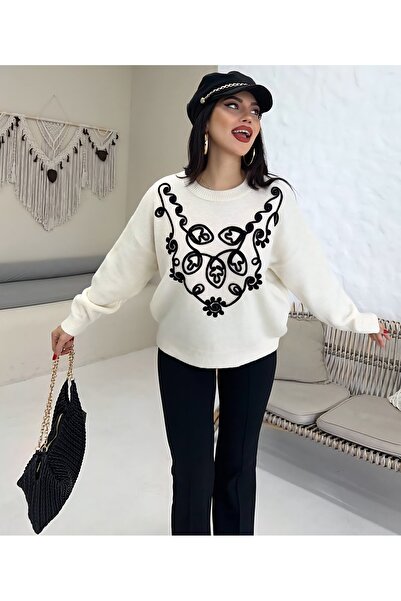 DİMA Pulover cu broderie de flori