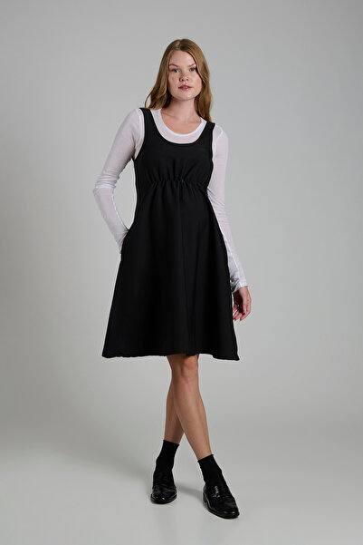 Lynmama MES602 Siyah Hamile Elbisesi – Şık ve Rahat, Büzgülü Tasarım