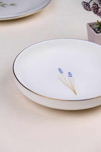 tabakevi Tabak Evi Porcelain Natura Lavender Gold Gilded Deep Plate 18.50cm Single