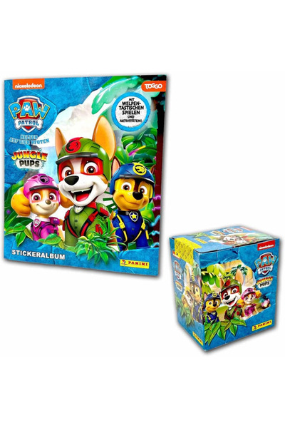 Next Plus ألبوم ملصقات ديزني بانيني باو باترول جانجل بابس المرخص + صندوق يحتوي على 36 (180) ملصقًا