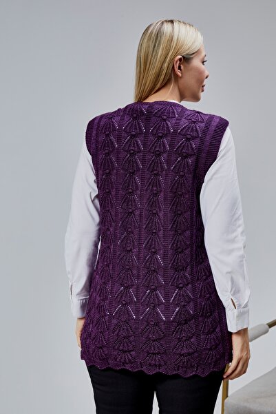 Jinx Wear Fashion Women's Soft Houndstooth Pattern Thick Winter Special Knitted Pocketed Sweater Mother's Vest