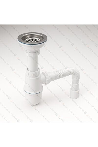 DESIPHON Çöpmak Evye Taslı Körüklü Sifon 50’lik Çıkış 11 cm Çap Koku Önleyici...