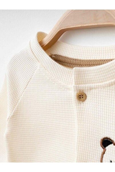 Zekids Baby Organic Cotton Teddy Bear Embroidered Hat Romper