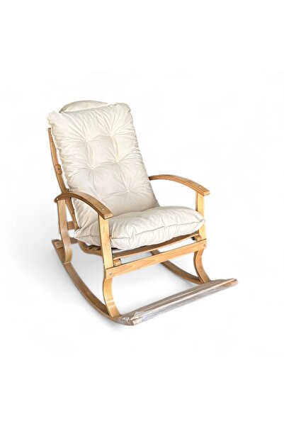 YARENWOOD Lüx Ahşap Çift Minderli Çift Cepli Sallanan Sandalye