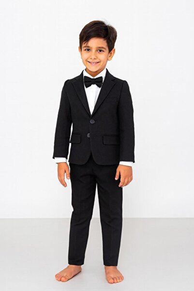 RAPAPA Children's Black Suit – 4 Pieces (Coat, Shirt, Pants + Bow Tie) 5430