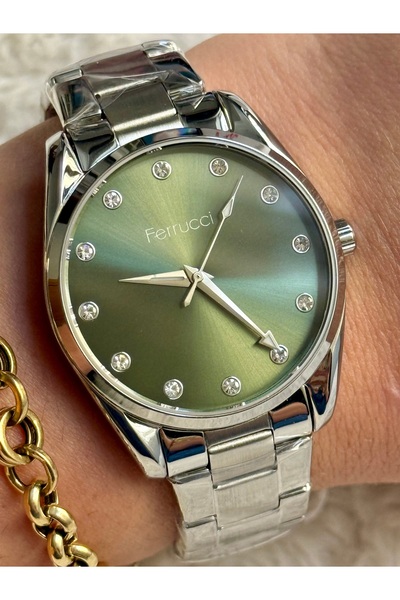 Ferrucci GÜMÜŞ YEŞİL RENK KADRAN KADIN SAATİ