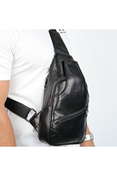 MFT Leather Design حقيبة جسم من الجلد الطبيعي - بسحاب وحزام / حقيبة جسم 0303