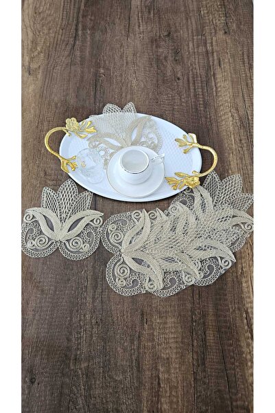 DOLUNAY HOME TEKSTİL 6 Lı Kahve Yanı Şık Sunum Güpür Tül Peçeteler