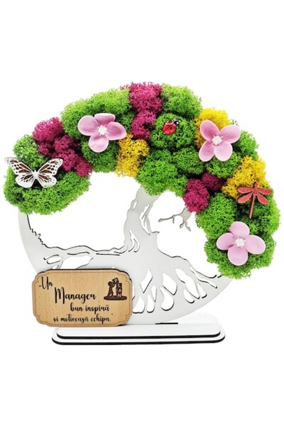 OEM Masă decorativă - Arborele vieții cu lichen stabilizat și accente decorat...