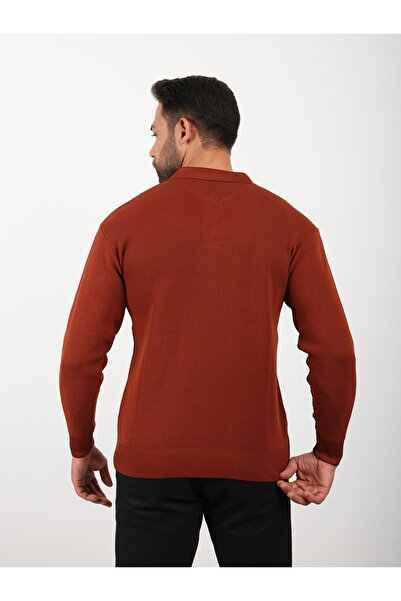 VALERO Men's Standard Fit Regular Cut Buttoned Polo Neck Tile Knit Sweater