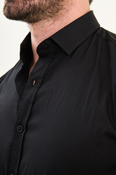 Mcr Cămașă pentru bărbați cu mânecă lungă, slim fit, cu model, neagră - 27111.25K