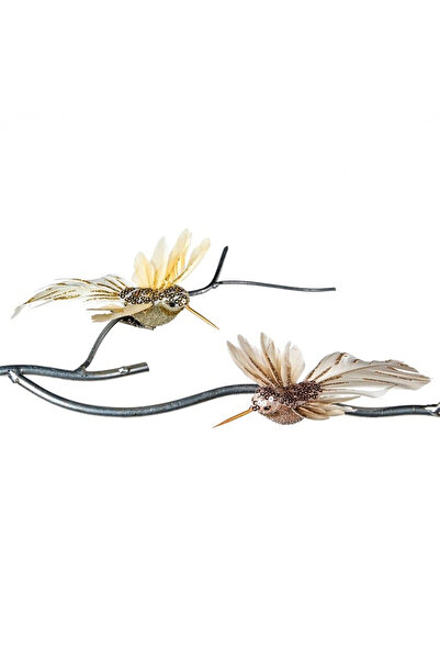 BraziPremium By OLLMA Set de 2 ornamente de Crăciun în formă de colibri, 17 cm