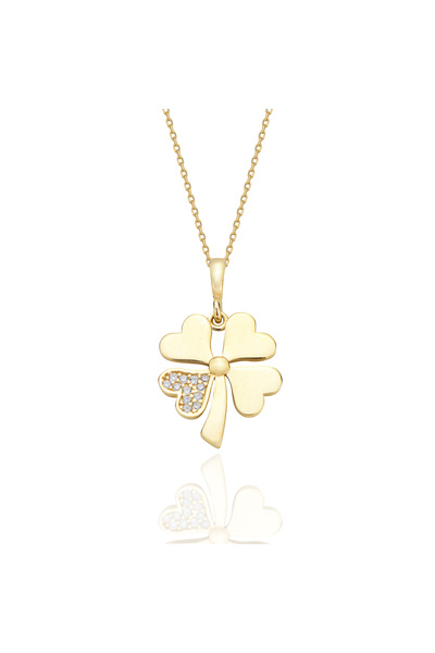 erkoç gold & silver 925 ayar gümüş gold yonca kolye