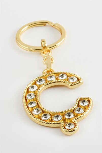 Marsilyan Yellow Colored Stone Letter Keychain