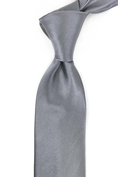Kravatkolik Γκρι ίσια ιταλική μεταξωτή γραβάτα σε στυλ Bodham I2025