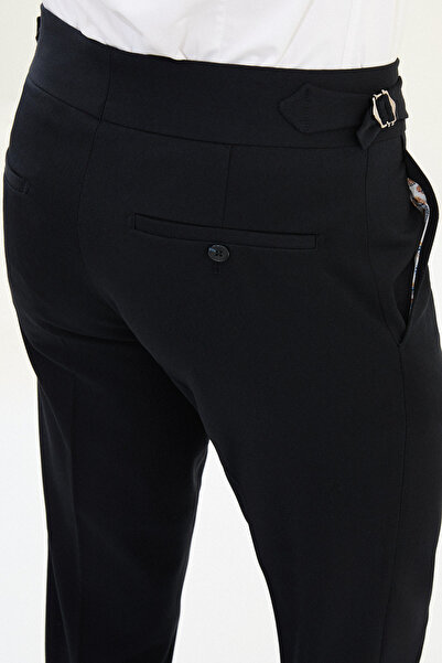 Mcr Straight Super Slim Fit Belt Detailed Buckle Men's Trousers Navy Blue - 38339.25K