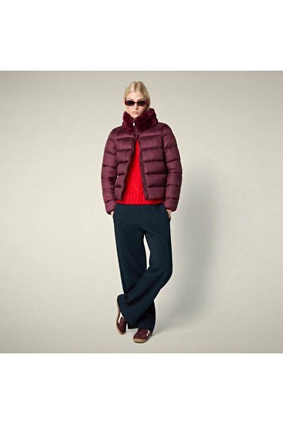 SAVE THE DUCK Kadın Kürk Detaylı Mont Bordo - Mei