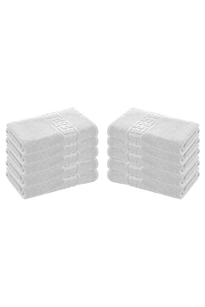 Lenjeria Pufoasa Set 10 Prosoape Bumbac 100%, 500g/m², Greek, 70X130, Alb